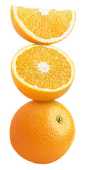 Pyramid of orange citrus fruit isolated on transparent background