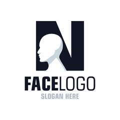 Letter N Face Logo Design Template Inspiration, Vector Illustration.