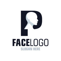 Letter P Face Logo Design Template Inspiration, Vector Illustration.