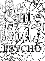 Funny-Quotes Coloring pages. Coloring page for adults and kids. Vector Illustration.