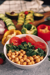 vertical shot of nourishing and delicious plant-based bowl