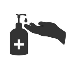 Use of a sanitizer. Hand disinfection. Vector illustration