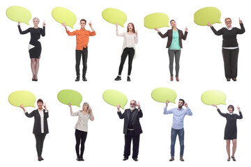 group of successful business people with comments
