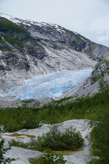 Blue glacier in Mountains of Norway, giant ice from 2015