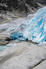 Blue glacier in Mountains of Norway, giant ice from 2015