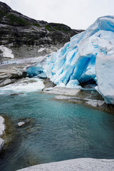 Blue glacier in Mountains of Norway, giant ice from 2015