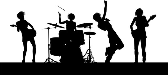Female Music Band Concert Silhouettes