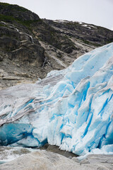 Blue glacier in Mountains of Norway, giant ice from 2015