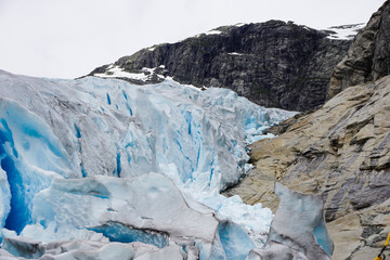Blue glacier in Mountains of Norway, giant ice from 2015