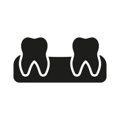 Missing Teeth in Gym Silhouette Icon. Human Tooth Lose Glyph Pictogram. Oral Disease. Lost Baby Tooth. Space between Teeth. Dental Treatment Solid Sign. Dentistry Symbol. Isolated Vector Illustration