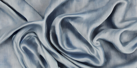 silk fabric sky blue, satin fabric, textured background for presentation, silk clothe folds, silk fabric texture, AI generated