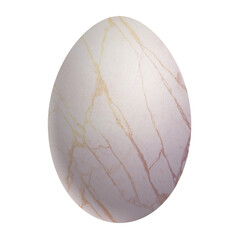 White Easter egg isolated on white background. Golden marble pattern in vintage style. Elegance hand painted decoration
