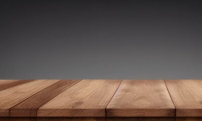 empty wooden table with floor, dark background, table for product demonstration
