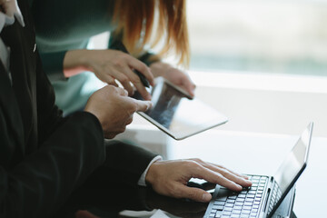 person using on laptop planner, meeting of Business business .	