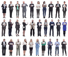 Fototapeta premium group of people holding tablet and looking into it