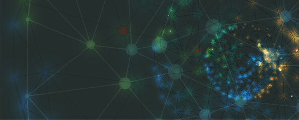 Neural network concept. Connected cells with links. High technology process. Abstract background