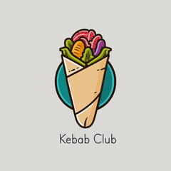 Kebab logo. Vector illustration of a kebab sandwich.