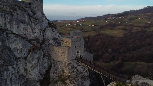 Aerial view of Srebrenik fortress in Bosnia and Herzegovina