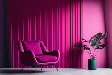 A contemporary office space with Pantone magenta accents and modern furniture