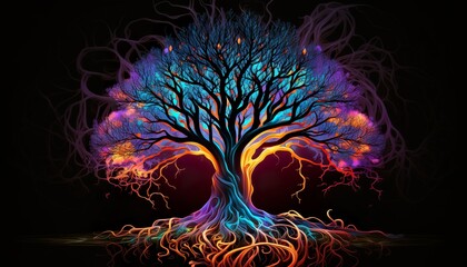 Abstrakter bunter Baum - Phantasie Hintergrundbild