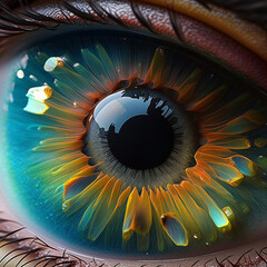 Abstract human eye close up. Macro pupil, iris. created with ai