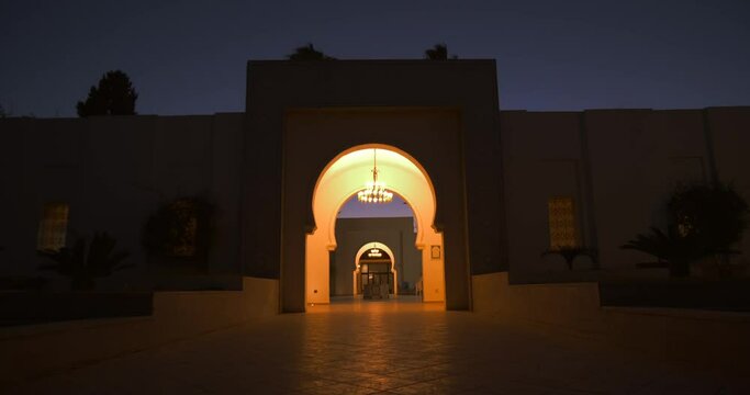 Riad holiday house by night, 4K