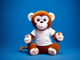 Monkey whiye in t-shirt toy. Created with generated ai