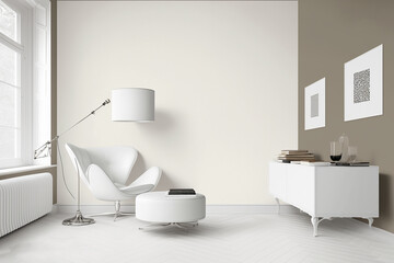 Obraz na płótnie Canvas A serene bedroom with white Pantone decoration and elegant furniture