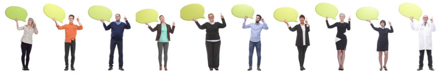 group of successful business people with comments
