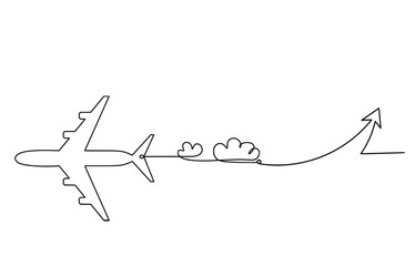 Abstract plane with comment as line drawing on white background