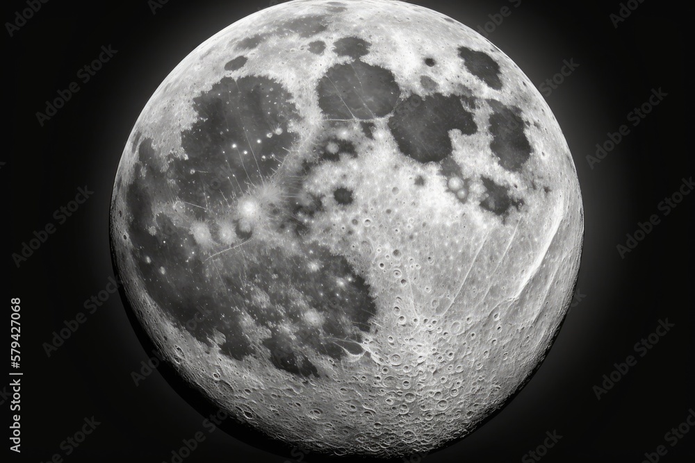 Poster isolated white moon background with noise grain texture. generative ai