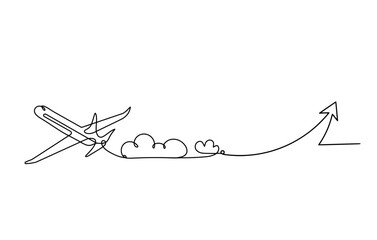 Abstract plane with comment as line drawing on white background