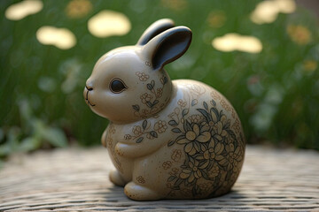 Ceramic easter bunny, generative ai