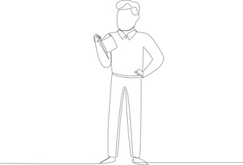 A teacher reads a story to students. Teacher's day one line drawing