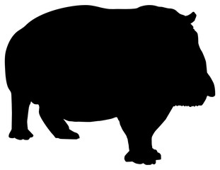 Hippopotamus Silhouette for Logo, Art Illustration, Icon, Symbol, Pictogram or Graphic Design Element. Format PNG