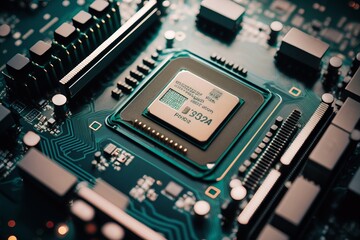 Digital Wonders: Close-Up View of a Central Processor on a Chip - Generative AI