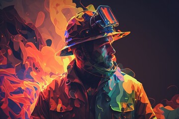 Colorful, courageous, and ready for anything: A cartoon fireman - Generative AI