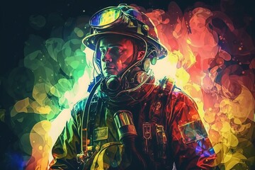Brightening up the station with a colorful cartoon fireman - Generative AI