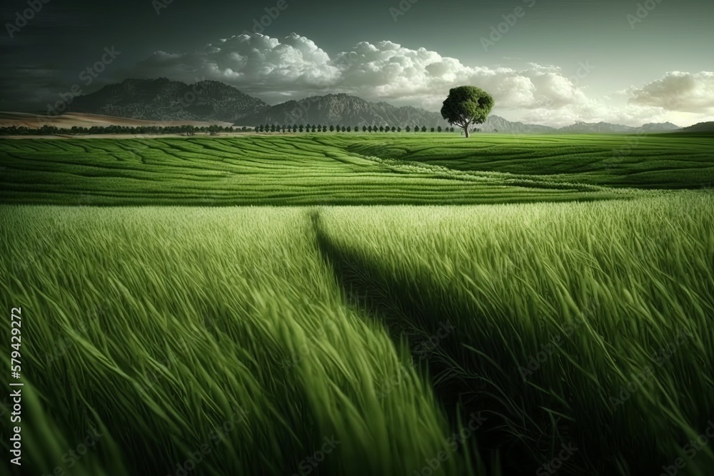 Poster a field of dreams: the magic of a grass field - generative ai
