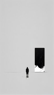 void vast emptyness, man walking lonelyness, generative ai, background nature alone