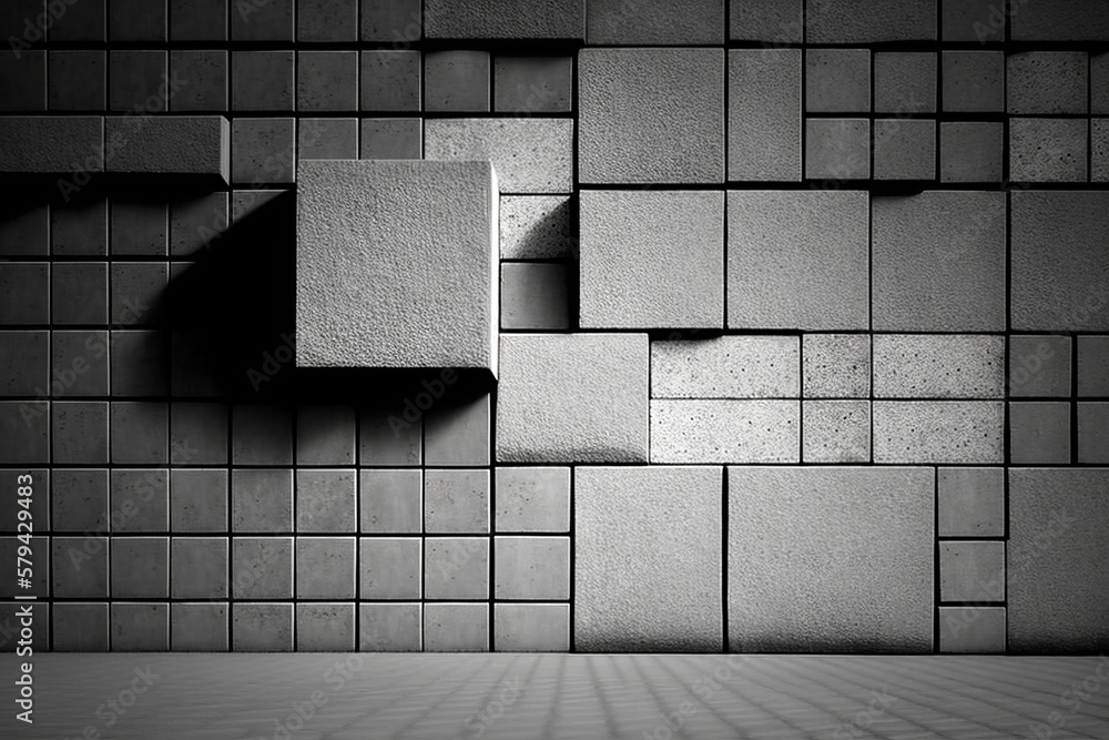 Poster make a statement with a bold gray concrete block wall background - generative ai