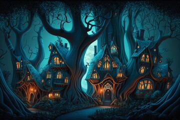 Nature's Abode: Houses Among the Trees - Generative AI