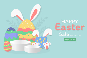 3D background podium cylinder to show product template with Easter Day Theme.