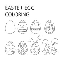 Set of Easter eggs coloring.