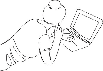 girl lying on bed with laptop