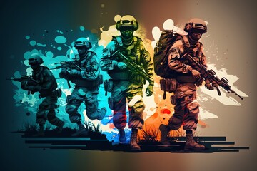 A unique approach to military attire with multiple colors - Generative AI