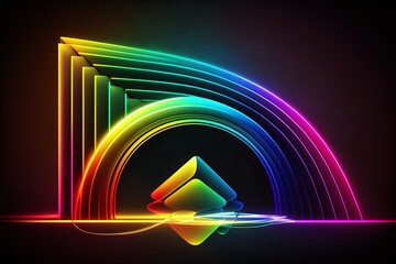 Get lost in the vibrant hues of a neon rainbow - Generative AI