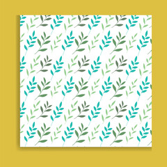 Seamless pattern with green leaves on a white background. Vector illustration.