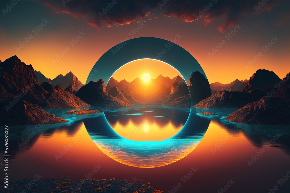 Poster create a peaceful environment with this abstract sunrise background - generative ai