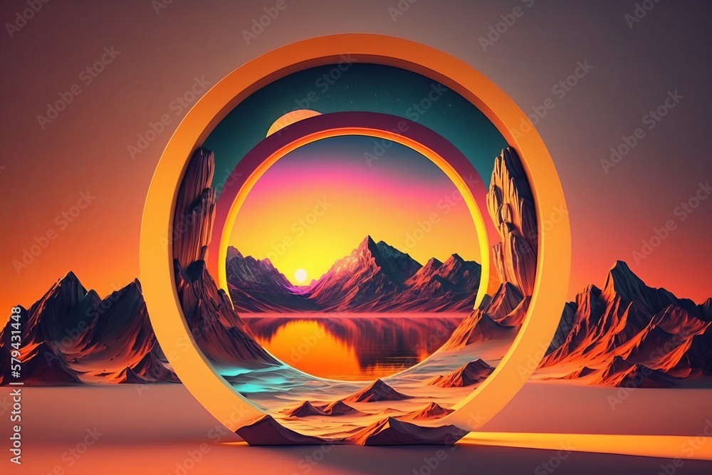 Poster bring a touch of warmth and serenity to your screen with this abstract sunset wallpaper - generative